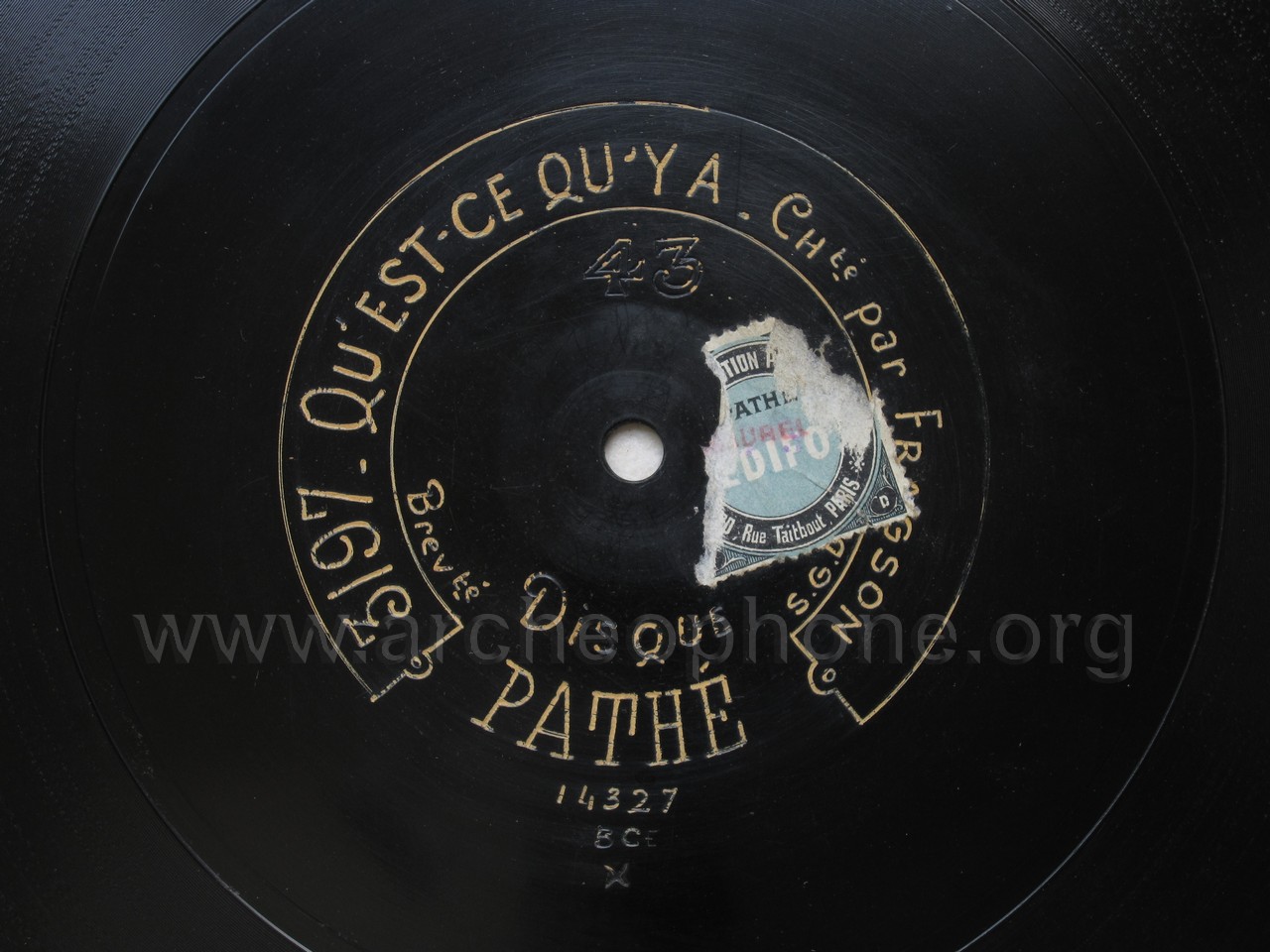 Photo du disque ou cylindre en question