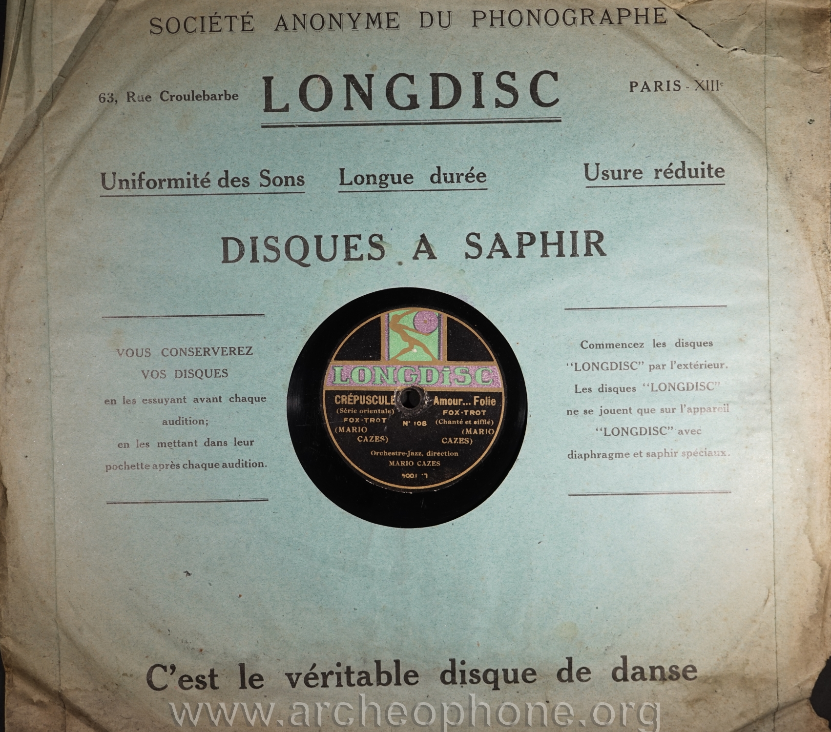 Photo du disque ou cylindre en question