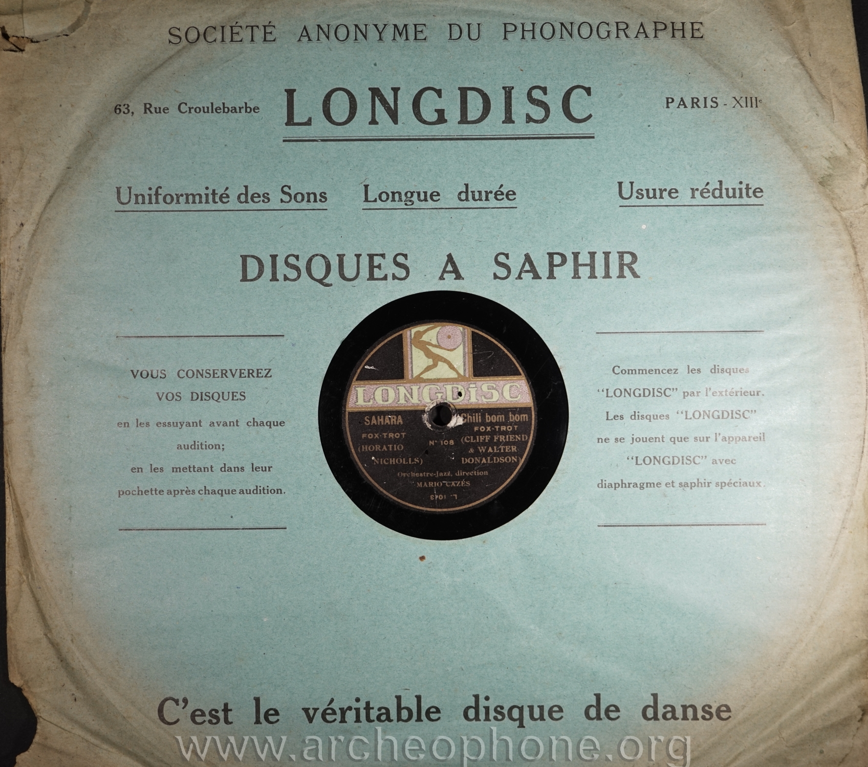 Photo du disque ou cylindre en question