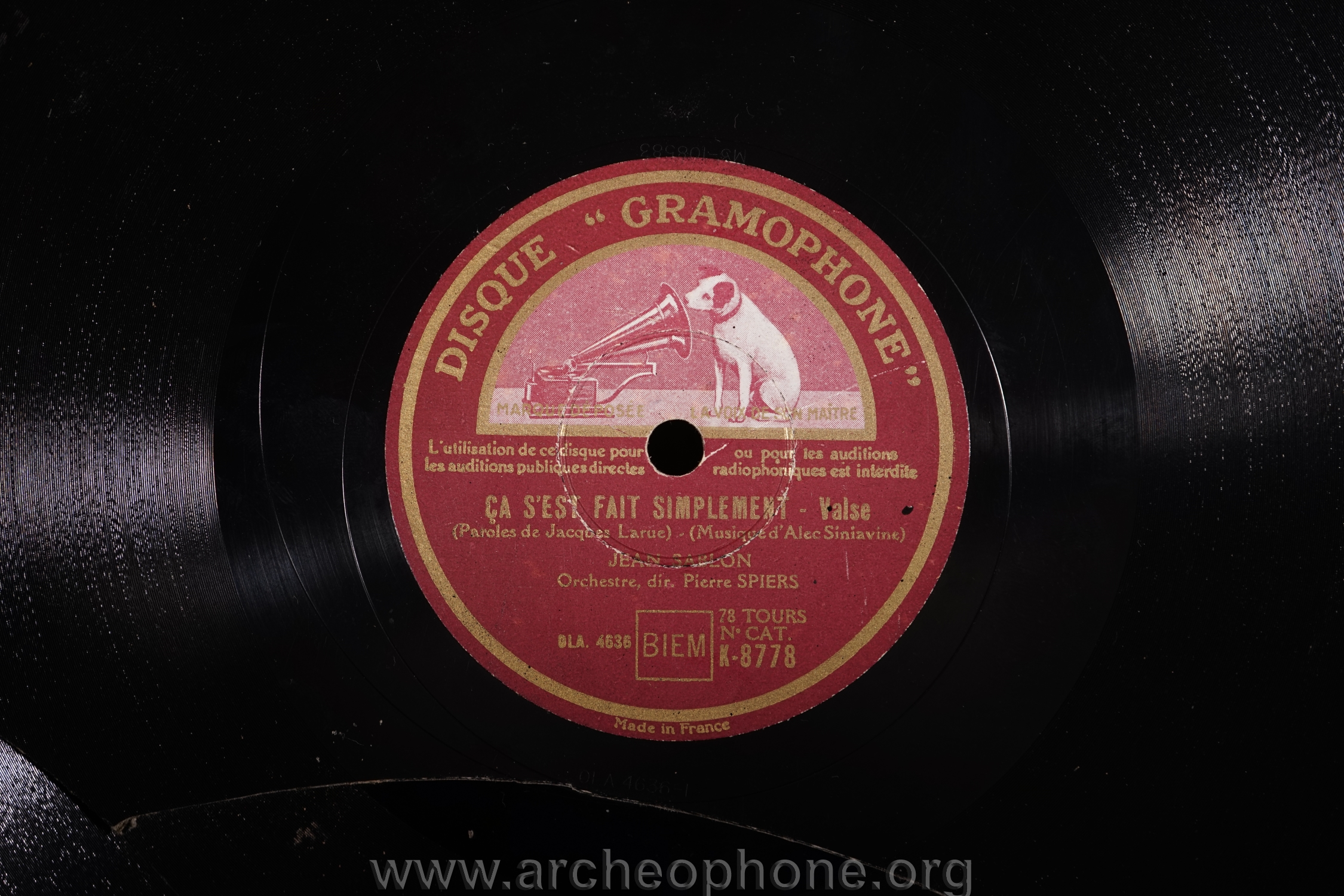 Photo du disque ou cylindre en question