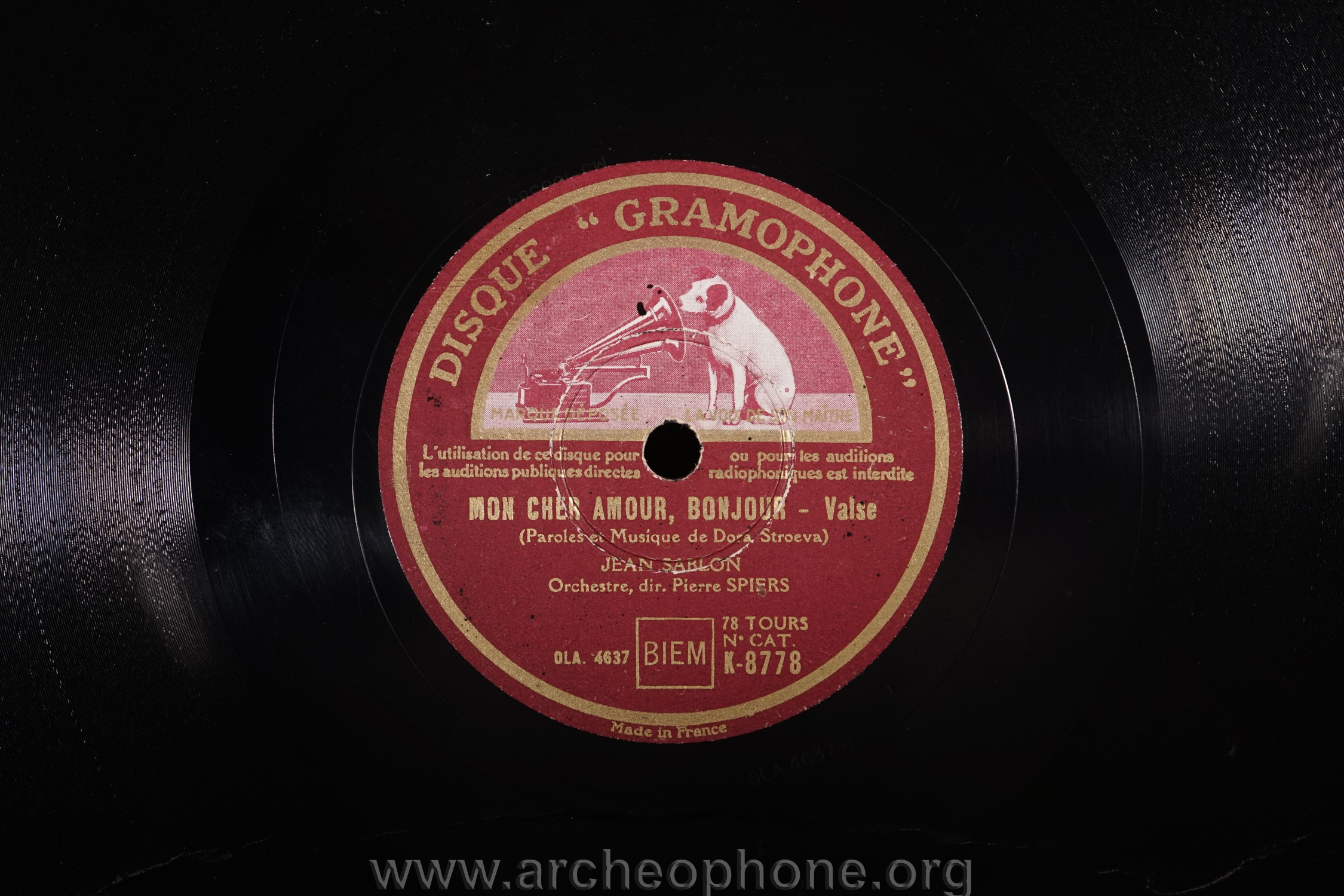 Photo du disque ou cylindre en question