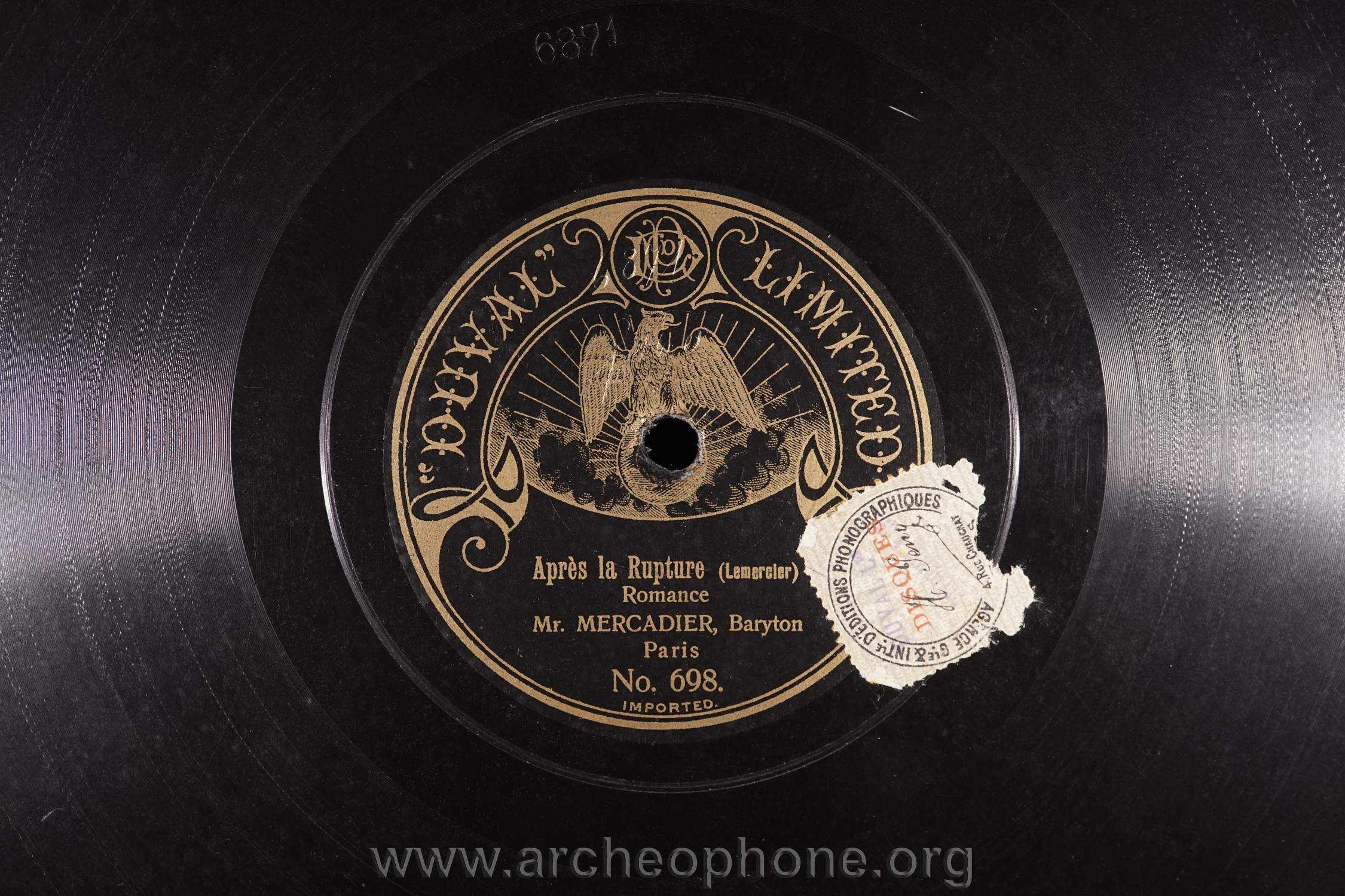 Photo du disque ou cylindre en question