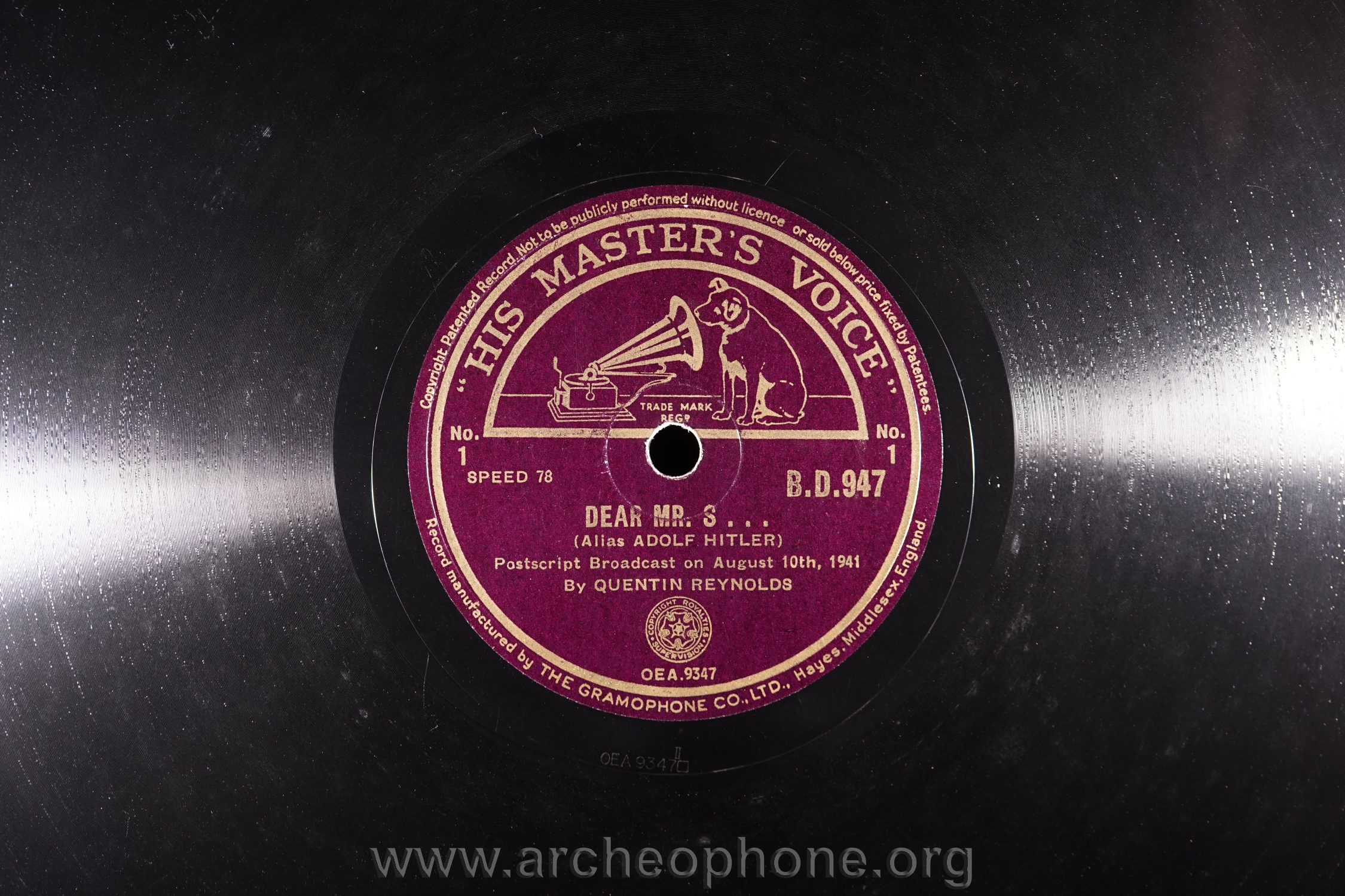 Photo du disque ou cylindre en question