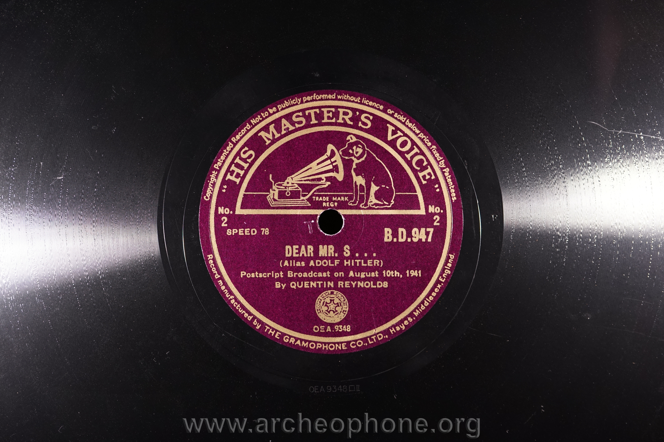 Photo du disque ou cylindre en question