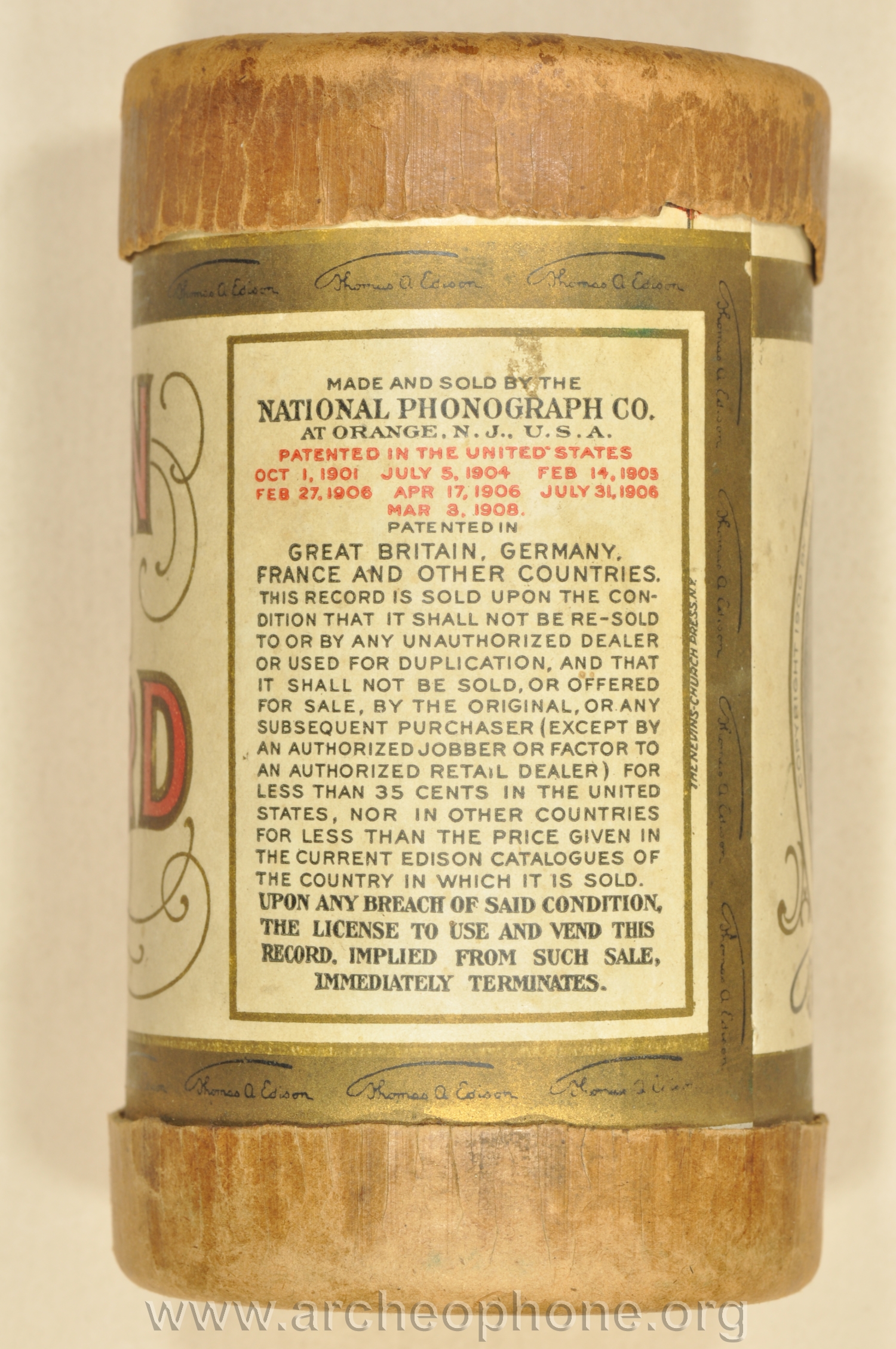 Photo du disque ou cylindre en question